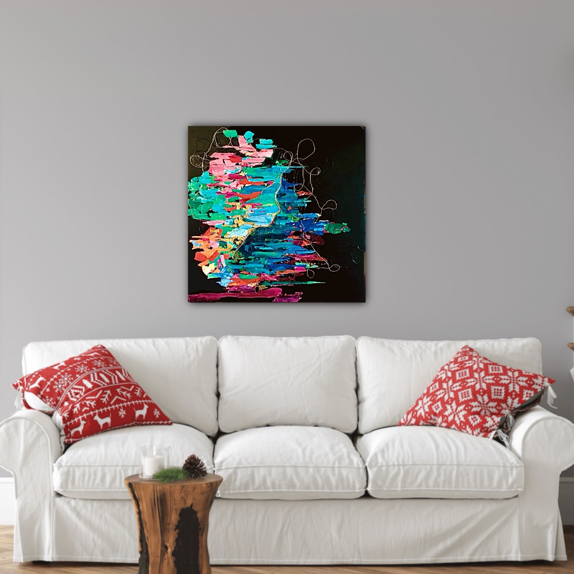 24” x 24” Black and Bright. Acrylic / Mixed Media on Gallery Canvas